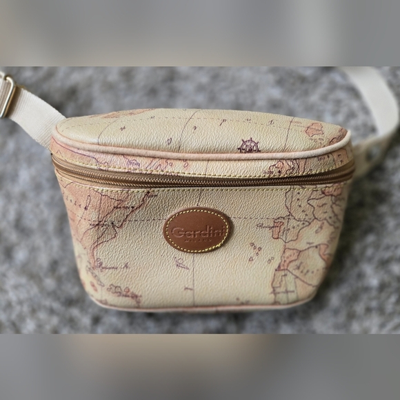 Gardini Milano World Map Fanny Pack Waist Belt Bag Tan - Picture 3 of 7